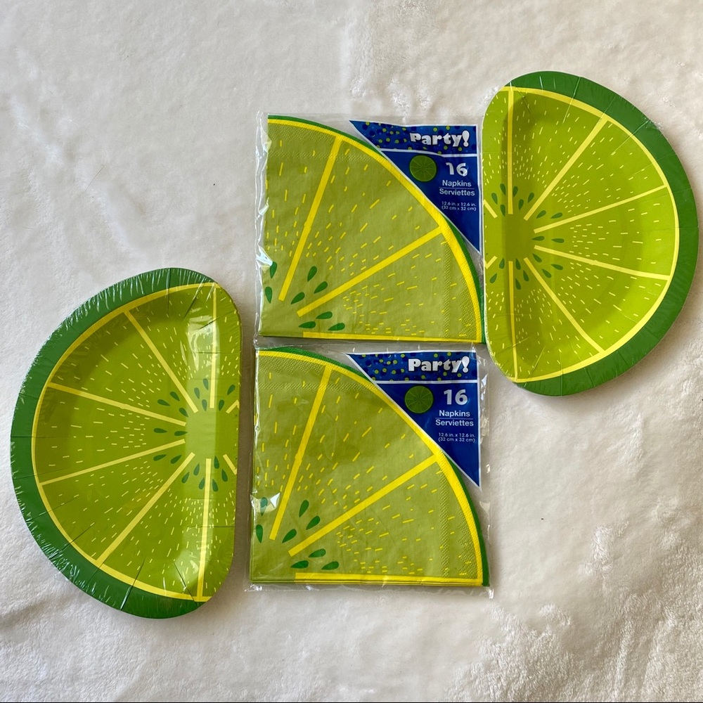 Farmhouse‎ Summer Limes Picnic Paper Plate & Napkin Set NWT